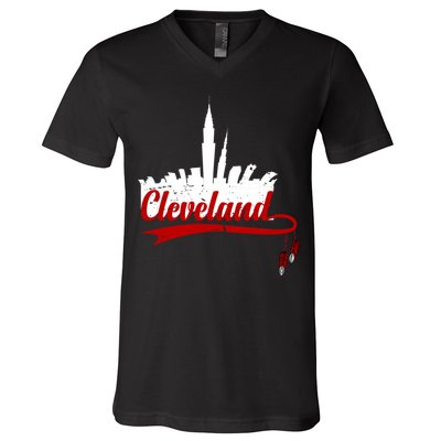 Cleveland City Baseball Fan V-Neck T-Shirt