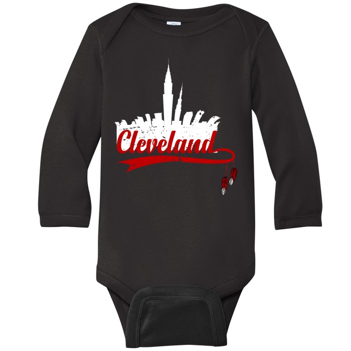 Cleveland City Baseball Fan Baby Long Sleeve Bodysuit