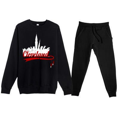 Cleveland City Baseball Fan Premium Crewneck Sweatsuit Set