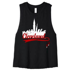 Cleveland City Baseball Fan Women's Racerback Cropped Tank