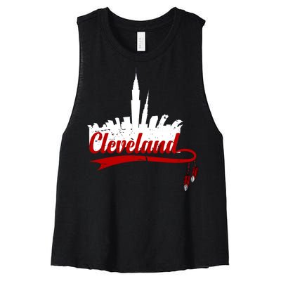 Cleveland City Baseball Fan Women's Racerback Cropped Tank