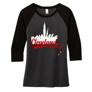 Cleveland City Baseball Fan Women's Tri-Blend 3/4-Sleeve Raglan Shirt