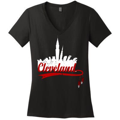 Cleveland City Baseball Fan Women's V-Neck T-Shirt