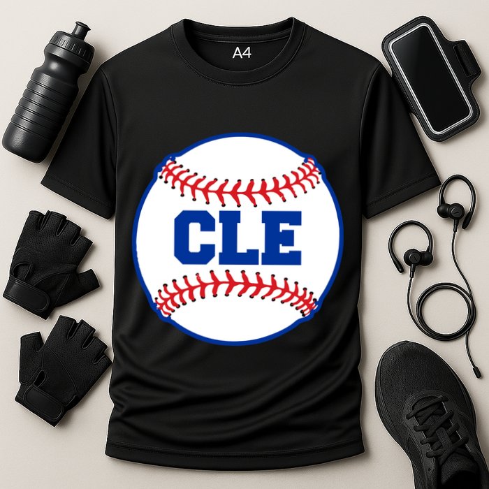 Cleveland CLE Baseball College Letters Cooling Performance Crew T-Shirt
