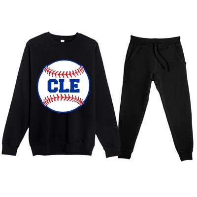 Cleveland CLE Baseball College Letters Premium Crewneck Sweatsuit Set