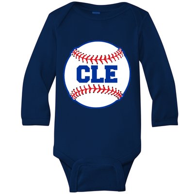 Cleveland CLE Baseball College Letters Baby Long Sleeve Bodysuit