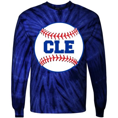 Cleveland CLE Baseball College Letters Tie-Dye Long Sleeve Shirt