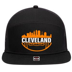 Cleveland Football Skyline City Logo 7 Panel Mesh Trucker Snapback Hat