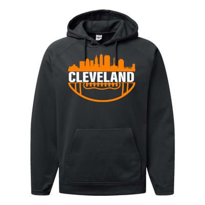 Cleveland Football Skyline City Logo Performance Fleece Hoodie