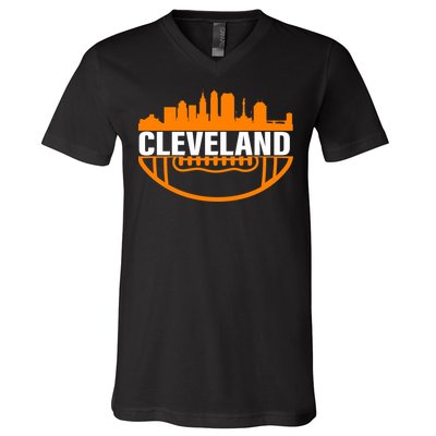 Cleveland Football Skyline City Logo V-Neck T-Shirt