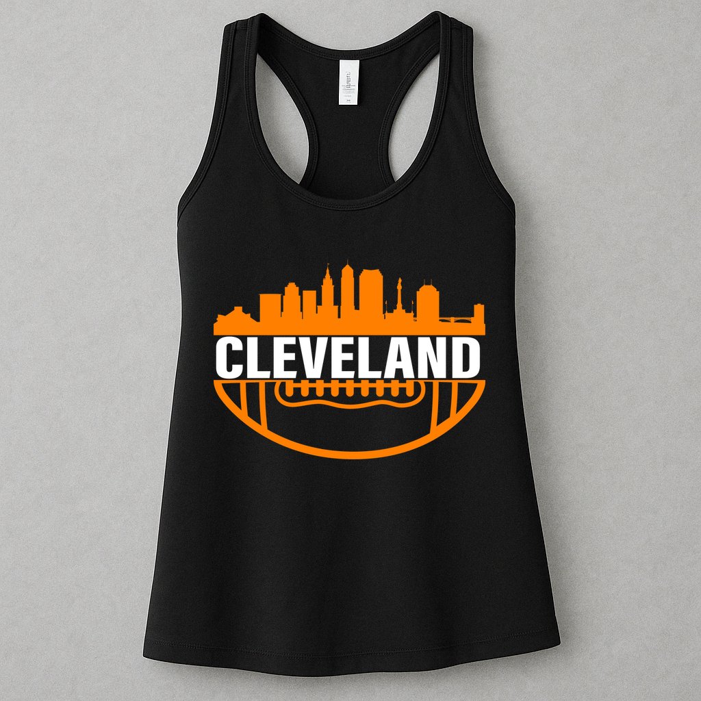 Cleveland Football Skyline City Logo Womens Tank Top