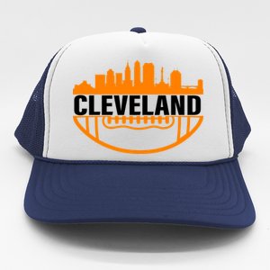 Cleveland Football Skyline City Logo Trucker Hat