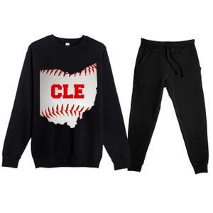 Cleveland, Ohio Baseball CLE Logo Premium Crewneck Sweatsuit Set