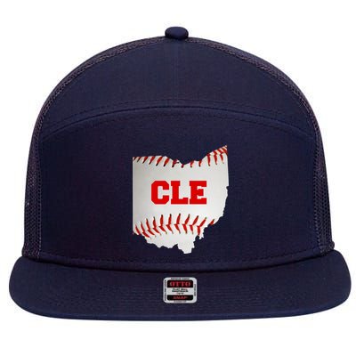 Cleveland, Ohio Baseball CLE Logo 7 Panel Mesh Trucker Snapback Hat