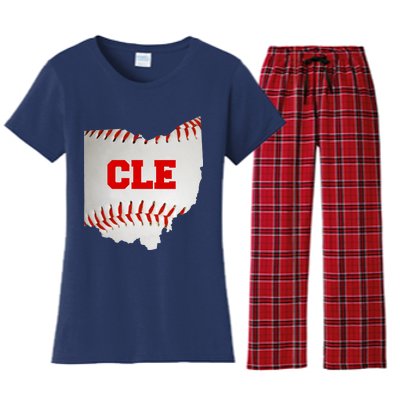 Cleveland, Ohio Baseball CLE Logo Women's Flannel Pajama Set