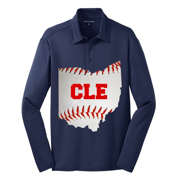 Cleveland, Ohio Baseball CLE Logo Silk Touch Performance Long Sleeve Polo