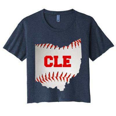 Cleveland, Ohio Baseball CLE Logo Women's Crop Top Tee