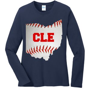 Cleveland, Ohio Baseball CLE Logo Ladies Long Sleeve Shirt