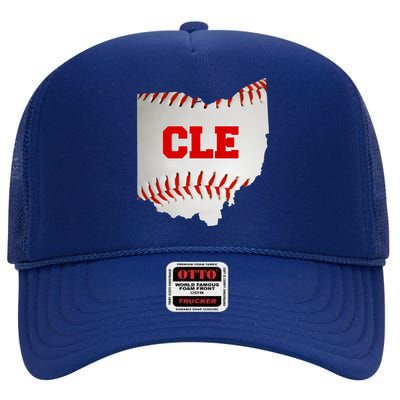 Cleveland, Ohio Baseball CLE Logo High Crown Mesh Back Trucker Hat