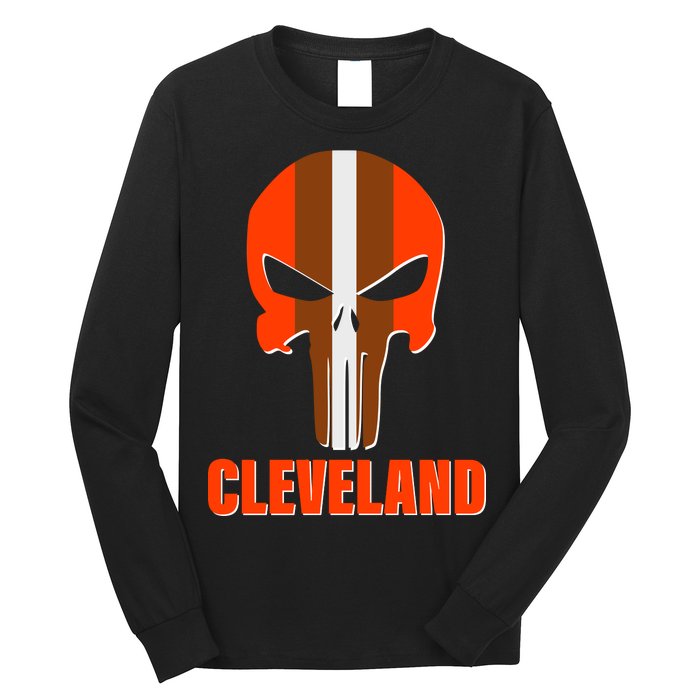 Cleveland Skull Football Long Sleeve Shirt