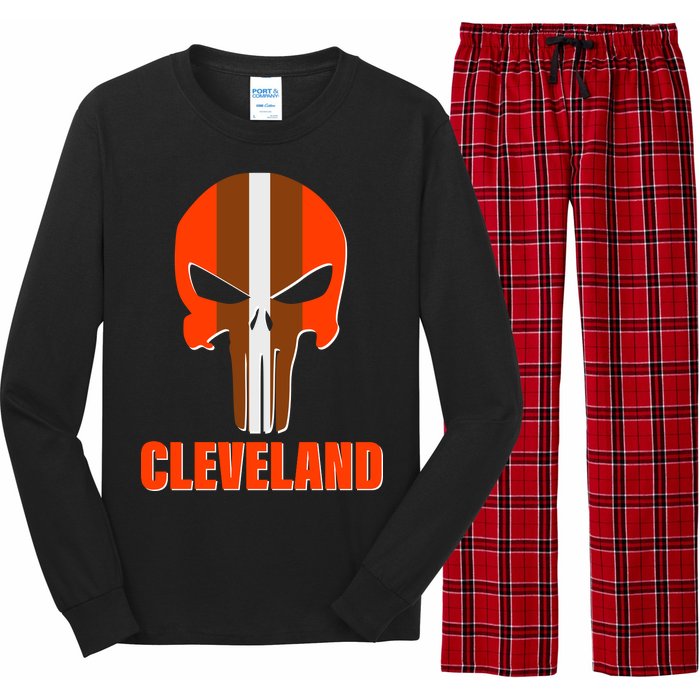 Cleveland Skull Football Long Sleeve Pajama Set