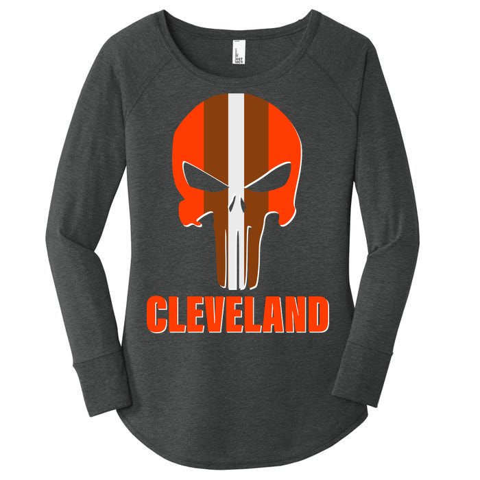 Cleveland Skull Football Women's Perfect Tri Tunic Long Sleeve Shirt