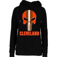 Cleveland Skull Football Womens Funnel Neck Pullover Hood