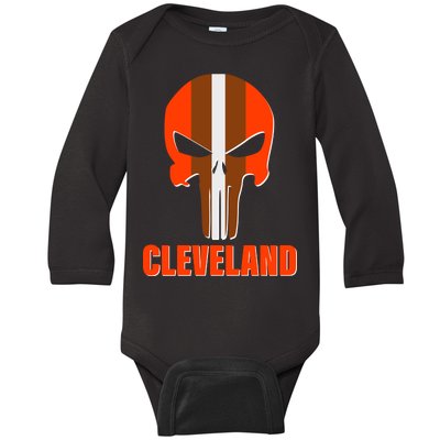 Cleveland Skull Football Baby Long Sleeve Bodysuit