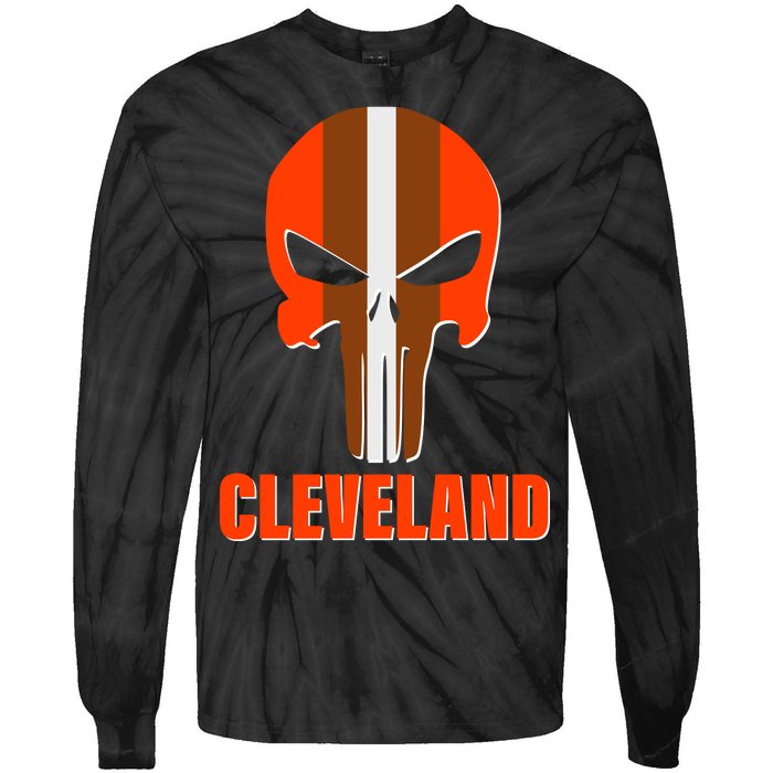 Cleveland Skull Football Tie-Dye Long Sleeve Shirt