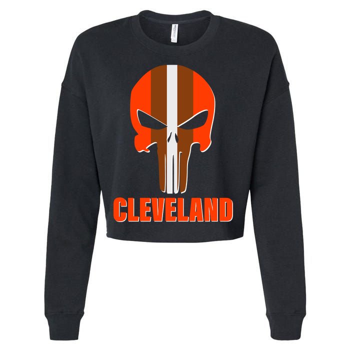 Cleveland Skull Football Cropped Pullover Crew