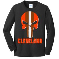 Cleveland Skull Football Kids Long Sleeve Shirt