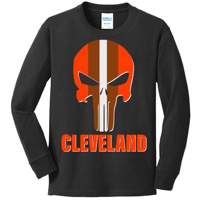 Cleveland Skull Football Kids Long Sleeve Shirt