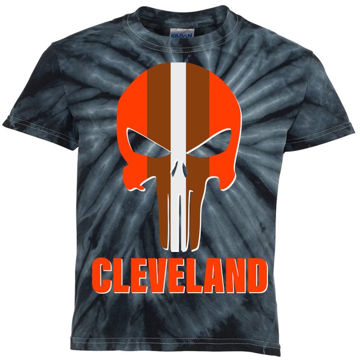 Cleveland Skull Football Kids Tie-Dye T-Shirt