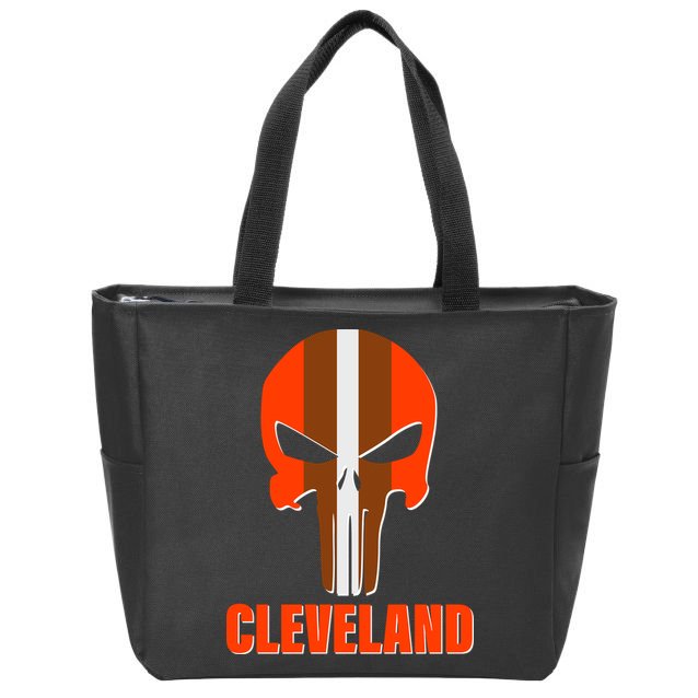 Cleveland Skull Football Zip Tote Bag