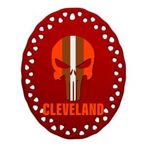 Cleveland Skull Football Ceramic Oval Ornament