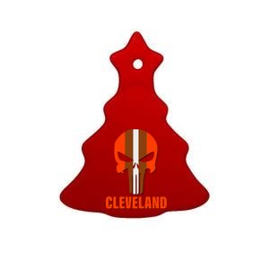 Cleveland Skull Football Ceramic Tree Ornament