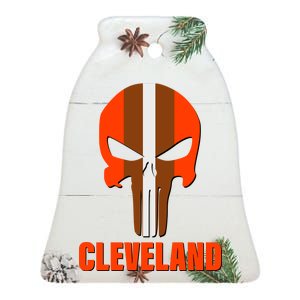 Cleveland Skull Football Ceramic Bell Ornament