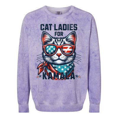 Cat Ladies For Kamala Funny Cat 2024 President 2024 Election Kamalaharris Colorblast Crewneck Sweatshirt