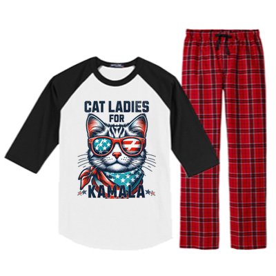 Cat Ladies For Kamala Funny Cat 2024 President 2024 Election Kamalaharris Raglan Sleeve Pajama Set