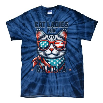 Cat Ladies For Kamala Funny Cat 2024 President 2024 Election Kamalaharris Tie-Dye T-Shirt