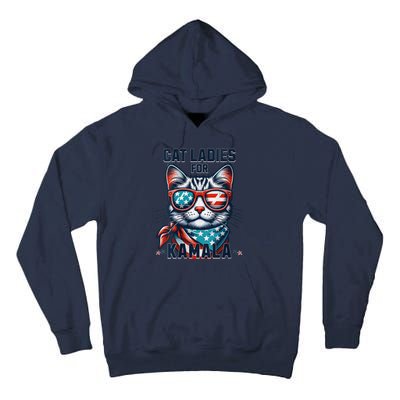 Cat Ladies For Kamala Funny Cat 2024 President 2024 Election Kamalaharris Tall Hoodie