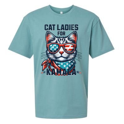 Cat Ladies For Kamala Funny Cat 2024 President 2024 Election Kamalaharris Sueded Cloud Jersey T-Shirt