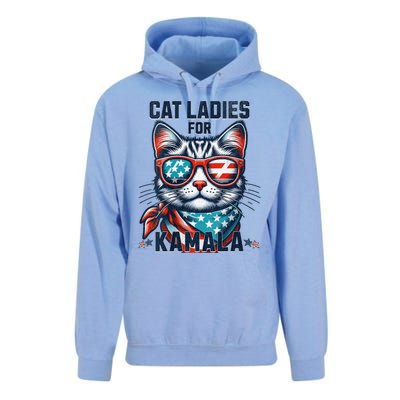 Cat Ladies For Kamala Funny Cat 2024 President 2024 Election Kamalaharris Unisex Surf Hoodie