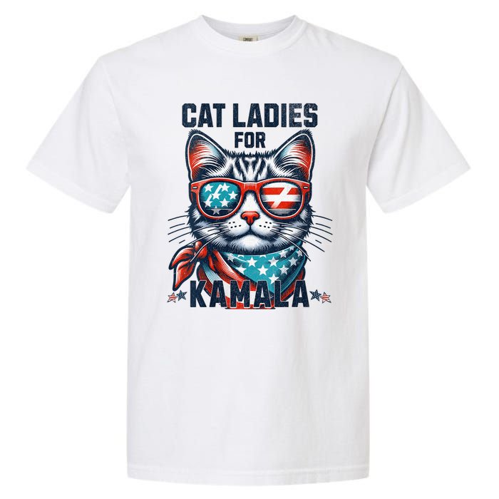 Cat Ladies For Kamala Funny Cat 2024 President 2024 Election Kamalaharris Garment-Dyed Heavyweight T-Shirt