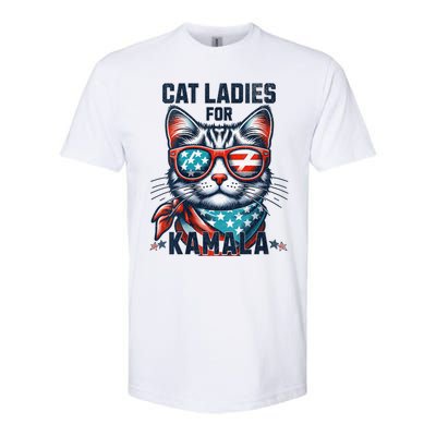 Cat Ladies For Kamala Funny Cat 2024 President 2024 Election Kamalaharris Softstyle CVC T-Shirt