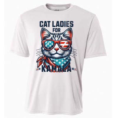 Cat Ladies For Kamala Funny Cat 2024 President 2024 Election Kamalaharris Cooling Performance Crew T-Shirt