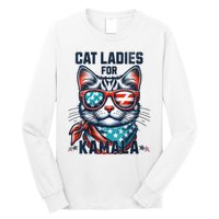 Cat Ladies For Kamala Funny Cat 2024 President 2024 Election Kamalaharris Long Sleeve Shirt