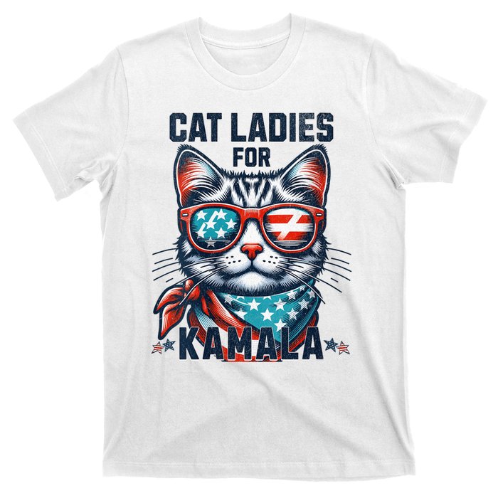 Cat Ladies For Kamala Funny Cat 2024 President 2024 Election Kamalaharris T-Shirt