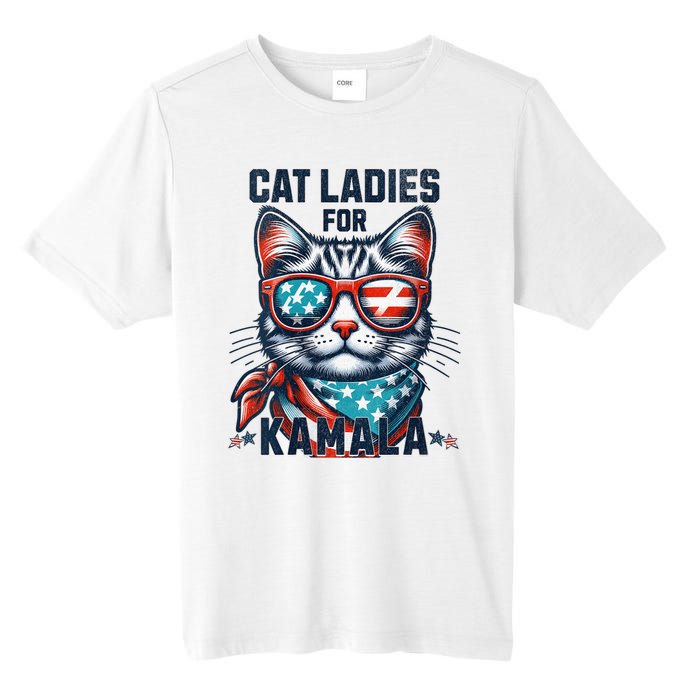 Cat Ladies For Kamala Funny Cat 2024 President 2024 Election Kamalaharris Tall Fusion ChromaSoft Performance T-Shirt