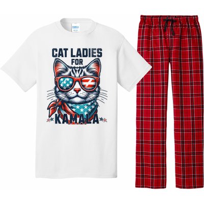 Cat Ladies For Kamala Funny Cat 2024 President 2024 Election Kamalaharris Pajama Set